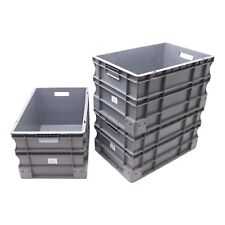 Used 3 x Strong Large Heavy Duty Plastic Stackable Storage Containers Box Boxes