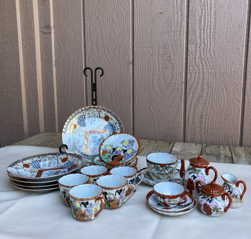 Antique japanese tea dishes - antique,