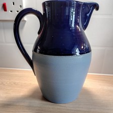Vintage KD "Stop Drip" Blue 2 tone Stone Ware 3 Pt Coffee Pot Jug England
