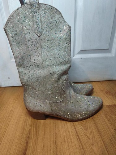 Silver rhinestone cowboy boots - cowboy,