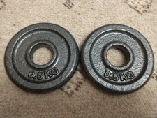 2 x 0.5kg Cast Iron Weight Plates for 1" Barbell Dumbell
