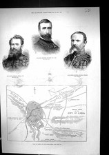 Old 1879 Plan Cabul Doran Redvers Buller Brigadier-General Dunham Mas Victorian