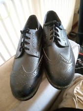 Mens Size 10 Black Leather, Steel Toe Brogues, GOLIATH