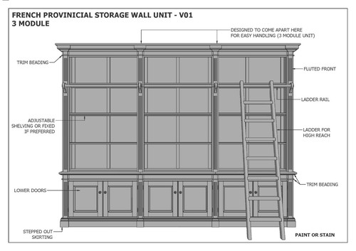 French provincial wall storage - wall,