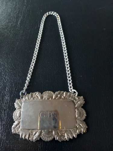 Vintage silver plate gin - , label