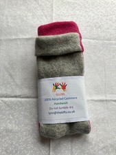 GIFT/MED/2 Tone/100% Used XX Long cashmere fingerless gloves/wrist warmer ADULT/