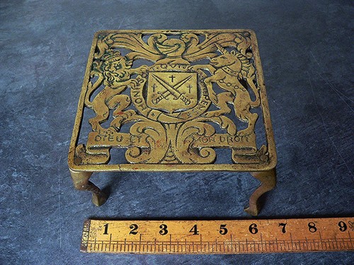 Brass fireside kitchen trivet - fireside,