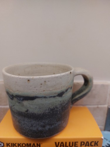 Studio art pottery mug - art, green