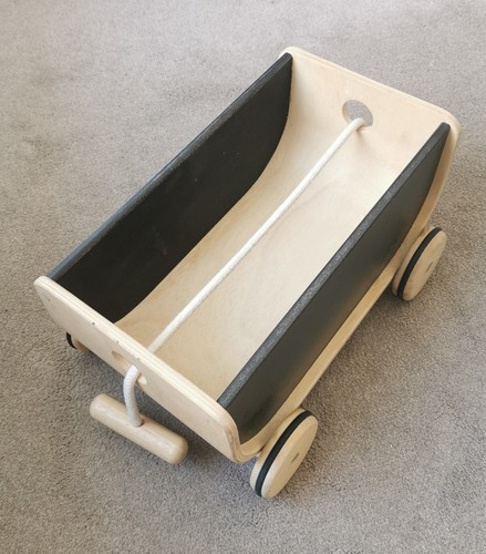 Plantoys wooden wagon - wooden, black