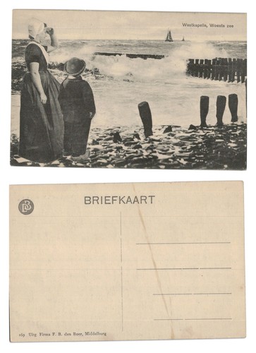 Vintage postcard westkapelle - vintage,