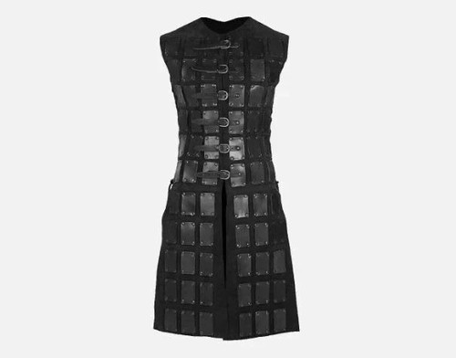 Black leather brigandine armor - brigandine,