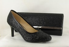 Womens Black Glitter Court