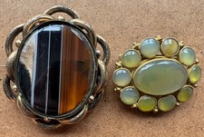 1800s agate brooch buckle x 2