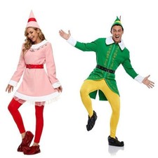 Elf Cosplay Costume Elf Jovie Christmas Outfit Pink Dress Green Suit Clothes HOT