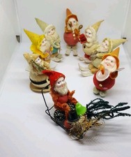 RARE VINTAGE CHRISTMAS MUSICAL GNOME ELF BAND LOT of 8 Decorations Tree