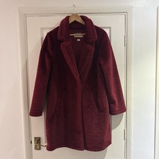 Michael Kors Red Size Medium Plush Faux Fur Teddy Bear Winter Coat Cosy VGC