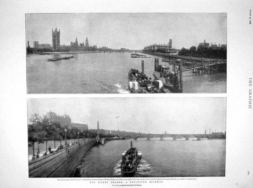 Old antique print - antique, river