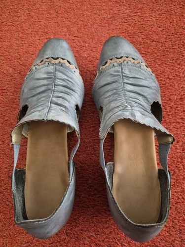 Women blue grey leather - &,