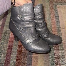 Atmosphere Women’s Strap Victorian Style Dark Grey Ankle Boots, Good Condition