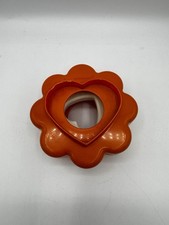 Vintage Tupperware Pastry Cutter Biscuit Maker Set with 4 Inserts Orange (S)