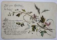 Vintage Christmas Card. Religious Verse, By T.S. No 652, Flower Spray Gilded