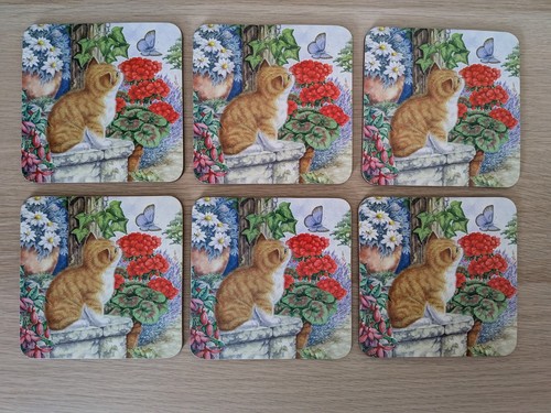 Vintage cat coasters with - cat,