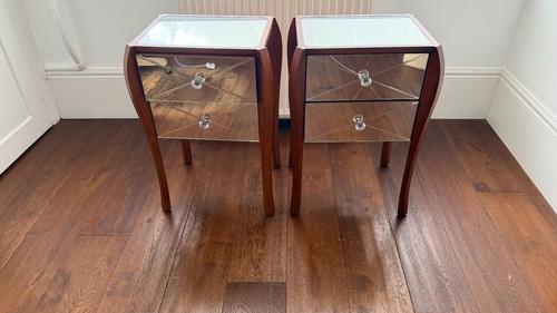 Pair mirrored bedside - pair,