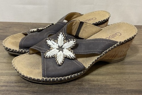 Gabor leather flower wedge - gabor,
