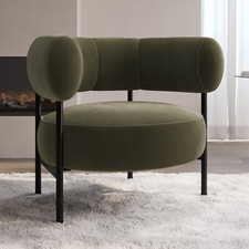 Green Velvet Curved Armchair -