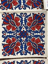 58x Original. Vintage Tile Transfers Beautiful Design Never Used Red And Blue.