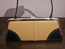 Claire Longford London Vintage Clutch Handbag. Brown/ Beige Colours 