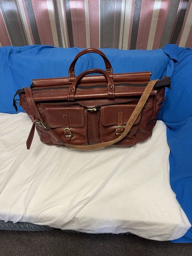 Vintage brown leather holdall - vintage,
