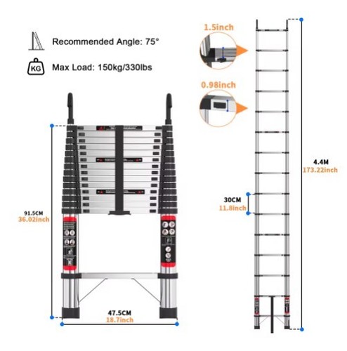2m telescopic ladder - ✅, 6.2m