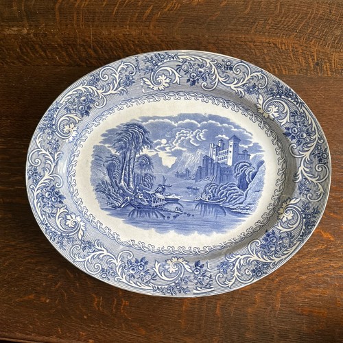 Large vintage meat plate - meat, blue