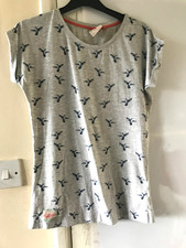 Brakeburn XL T-Shirt Grey Blue Hummingbird Print British Design Cotton Blend