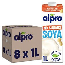 8 x 1L Alpro No Sugar Soya Drink Gluten Free Plant-Based With Calcium