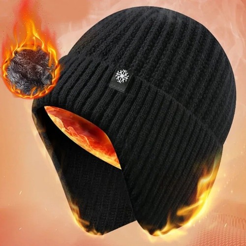 Men winter knitted hat - knitted, plush