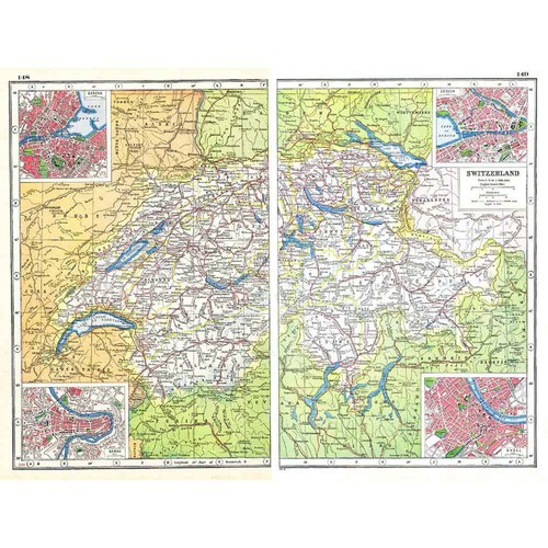 Antique map 1920 switzerland - 1920,