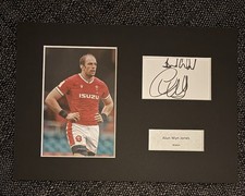 ALUN WYN JONES - WALES RUGBY SIGNED A4 DISPLAY MOUNT +COA