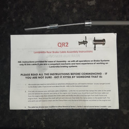 Qr2 lambretta rear brake cable - brake,