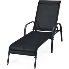 COSTWAY Versatile Chaise Lounge Chair with 5 Adjustable Positions-Black
