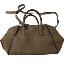 DKNY Brown Real Cow Leather Casual Shoulder Bag With Double Handles  - Preloved