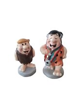 Two 1990 Flintstones Ceramic Figures Fred And Barney. Vintage Retro cartoon tv 