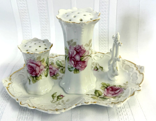 Vintage porcelain pink green - porcelain,