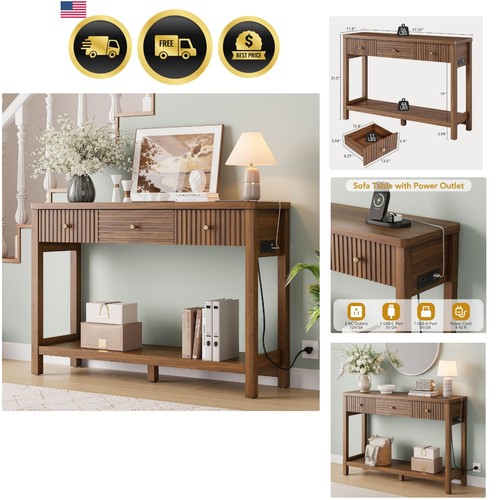 Fluted console table - 47'', with