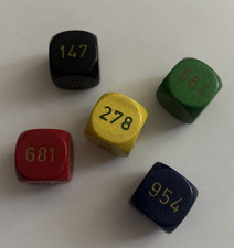 Vintage Wooden Coloured Deciphering Dice (Heath's?) Magic Maths Trick