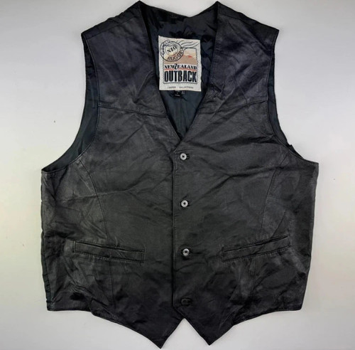Real leather waistcoat vest - waistcoat,