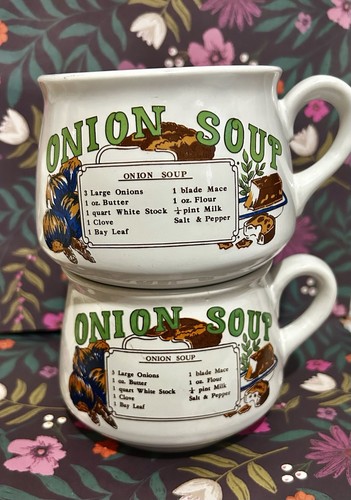 Vintage onion soup mugs - soup, x2