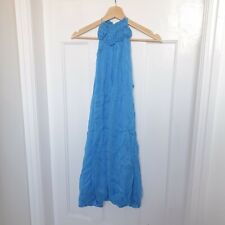 Zara Bright Blue Floral Halterneck Strap Dress (Wedding, Summer, Holiday) Size S