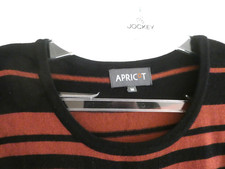 ladies preowned apricot short sleeve dress striped pretty size m.,,